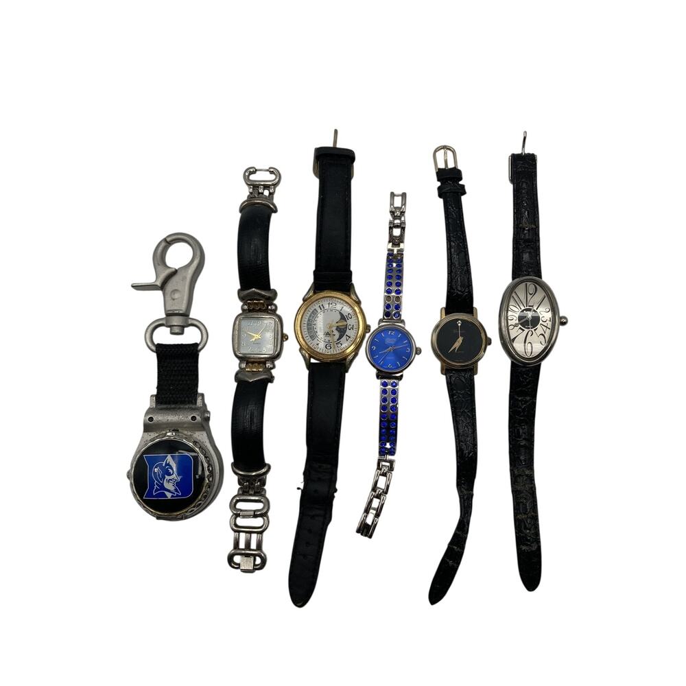 Lot of 6 Mixed Watches & Keychain Fob - Elgin, Foxy, Geneva, Duke, Quartz - For